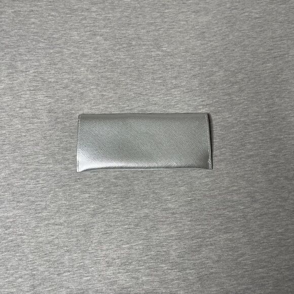 Michael Kors Metallic Silver Pewter Envelope Wallet One Pocket Clutch Bag Purse - Picture 2 of 6